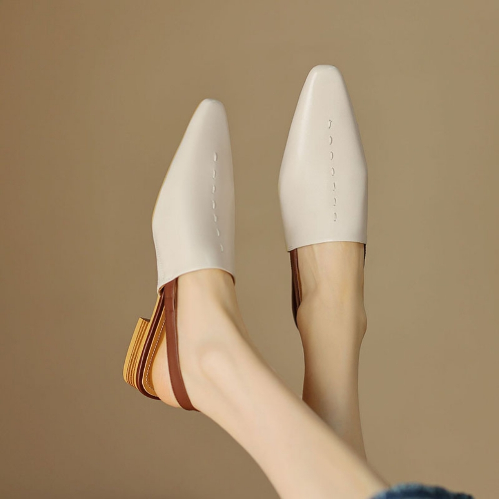 Cow leather slingback mules flats